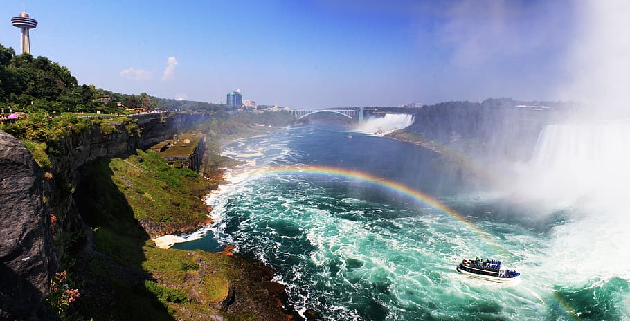 canada, niagara falls, ontario, boat, rainbow, water, scenics - nature, HD wallpaper
