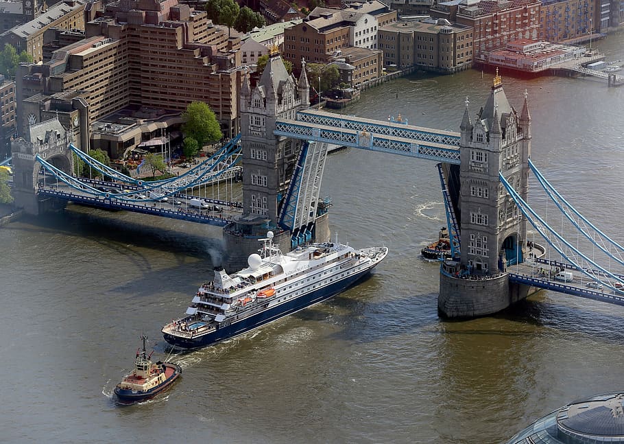 tower bridge, thames, river, cruise, ship, tug, boat, historic, HD wallpaper