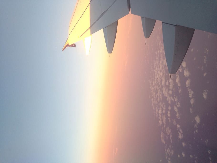 air plane, sky, sunset, sunlight, nature, no people, beauty in nature HD wallpaper