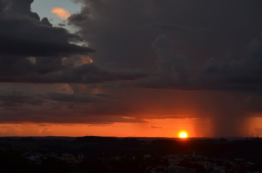 gray clouds during golden hour, sky, sunset, cloud - sky, architecture HD wallpaper
