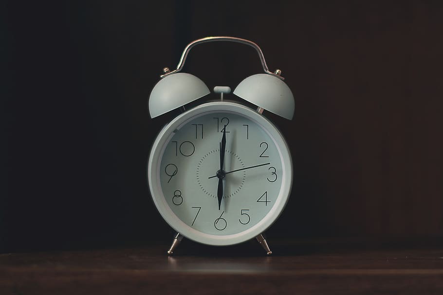 White Ring-bill Alarm Clock, Analogue, awake, classic, clock face