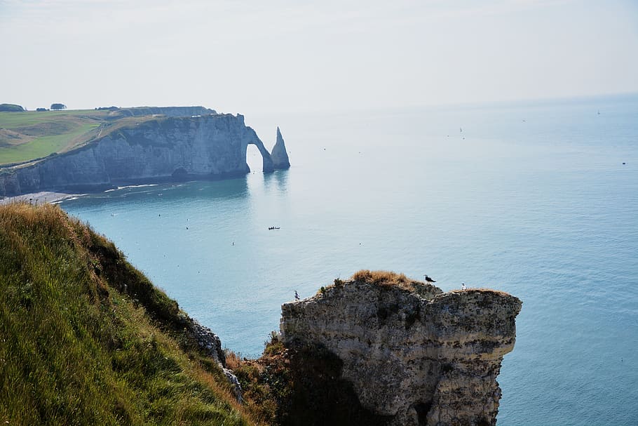 HD wallpaper: france, étretat, cliff, sea, etretat, normandy, arch ...