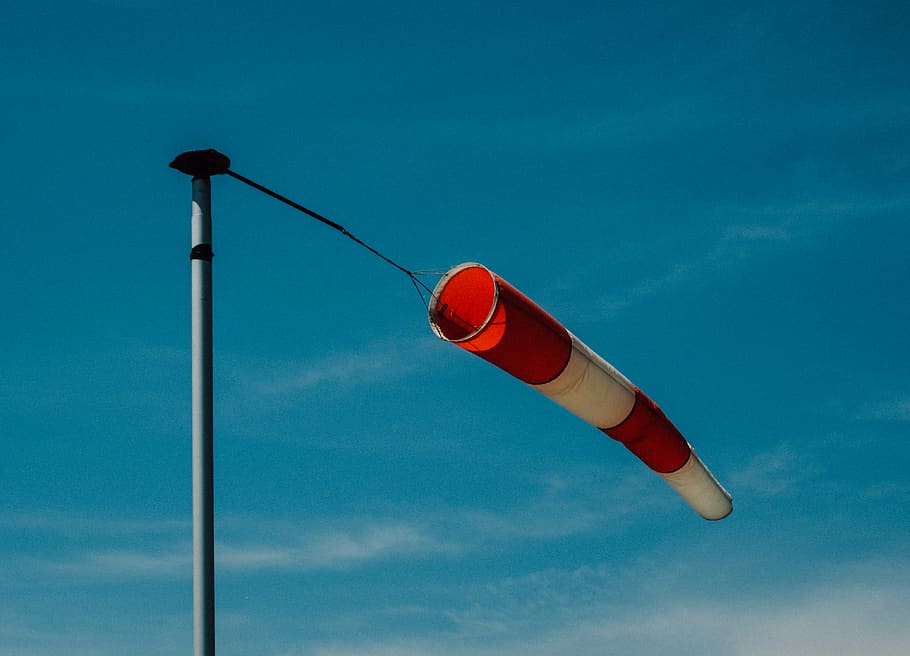 black and red corded device, blue, no people, low angle view HD wallpaper