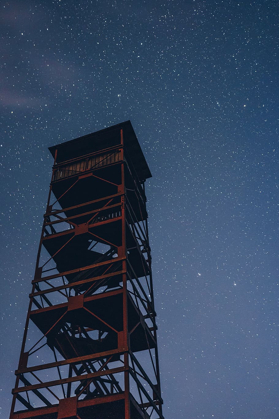 red watch tower under starry night, astronomy, space, star - space HD wallpaper