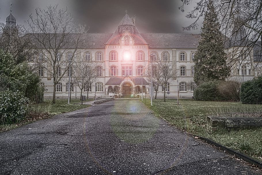 monastery, mystical, clouds, mysterious, atmospheric, creepy HD wallpaper