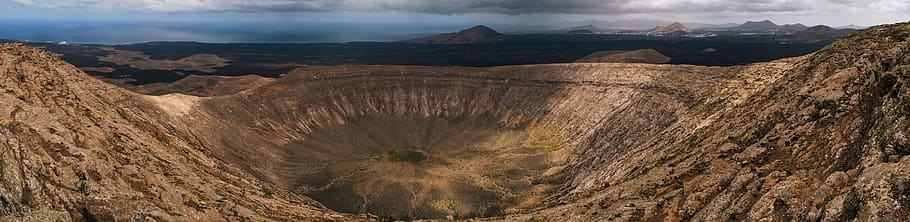 spain, lanzarote, mountain, cliff, hill, volcano, island, valley HD wallpaper