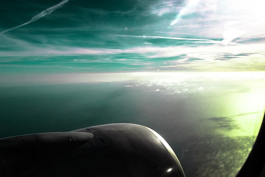 plane, sea, clouds, air vehicle, airplane, cloud - sky, mode of transportation HD wallpaper