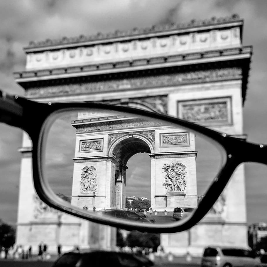 france, paris, arc de triomphe, glasses, blur, arch of triumph, HD wallpaper