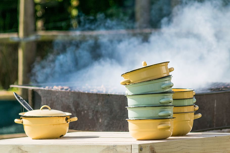 beige and white pot, bowl, franschhoek, south africa, barbeque HD wallpaper