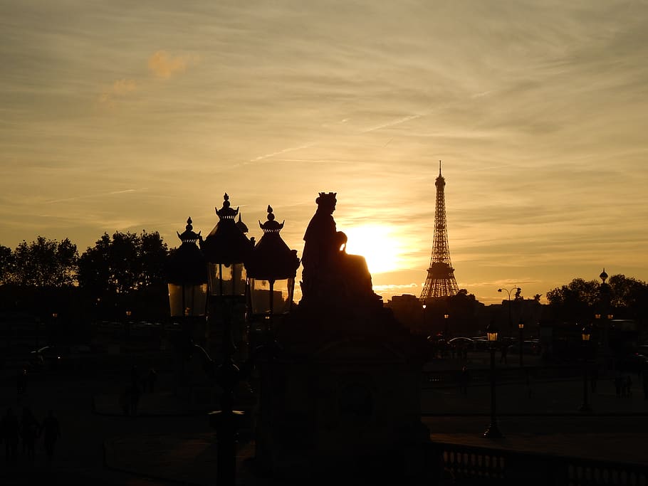 france, paris, sky, architecture, built structure, sunset, building exterior HD wallpaper