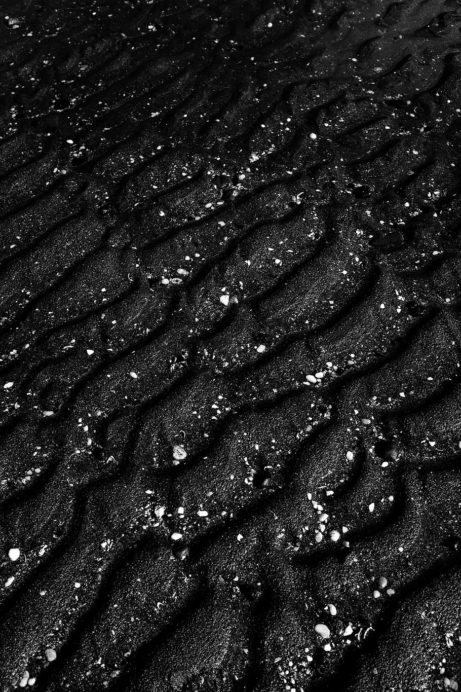 black layered sand, full frame, backgrounds, land, pattern, no people HD wallpaper