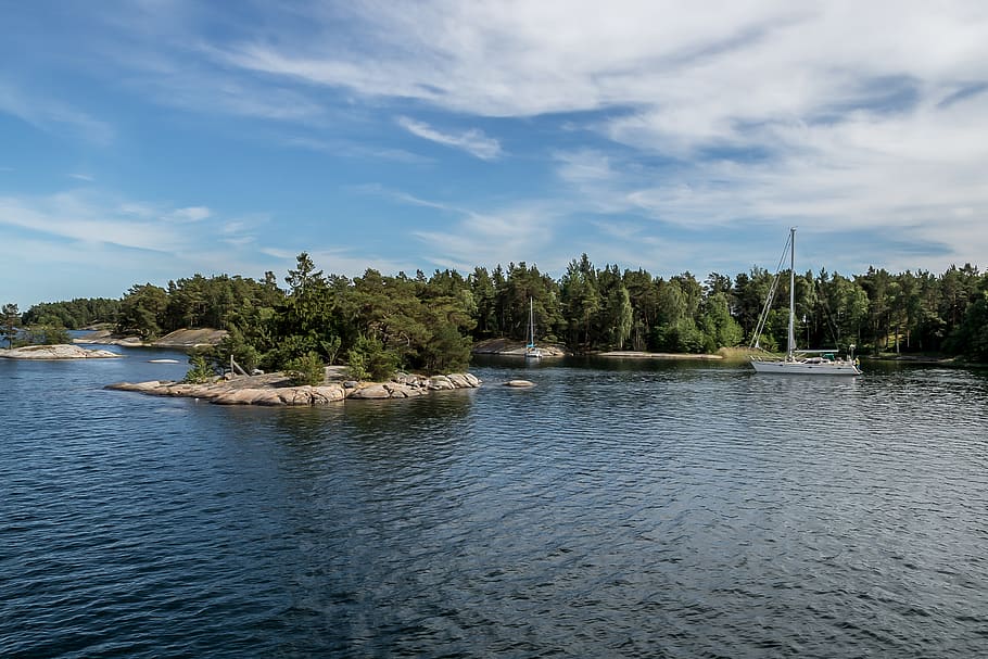 sweden, stockholm, archipelago, ocean, boat, water, summer, HD wallpaper