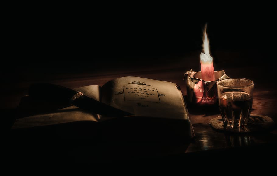 book, candle, read, reading, gothic, literature, darkness, fire, HD wallpaper