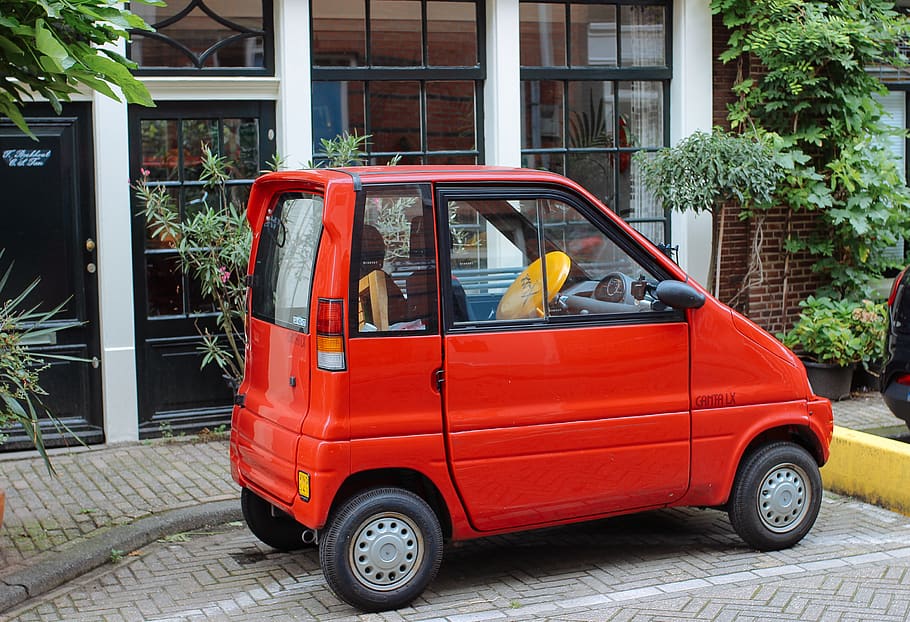 orange compact car, plant, vase, flora, pottery, jar, potted plant HD wallpaper