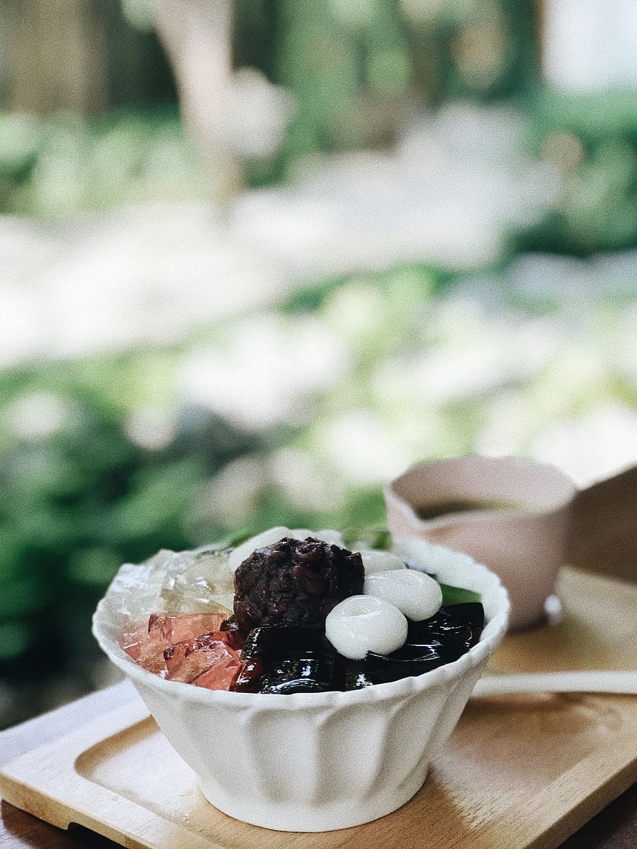 white bowl, confectionery, food, sweets, plant, dessert, meal HD wallpaper