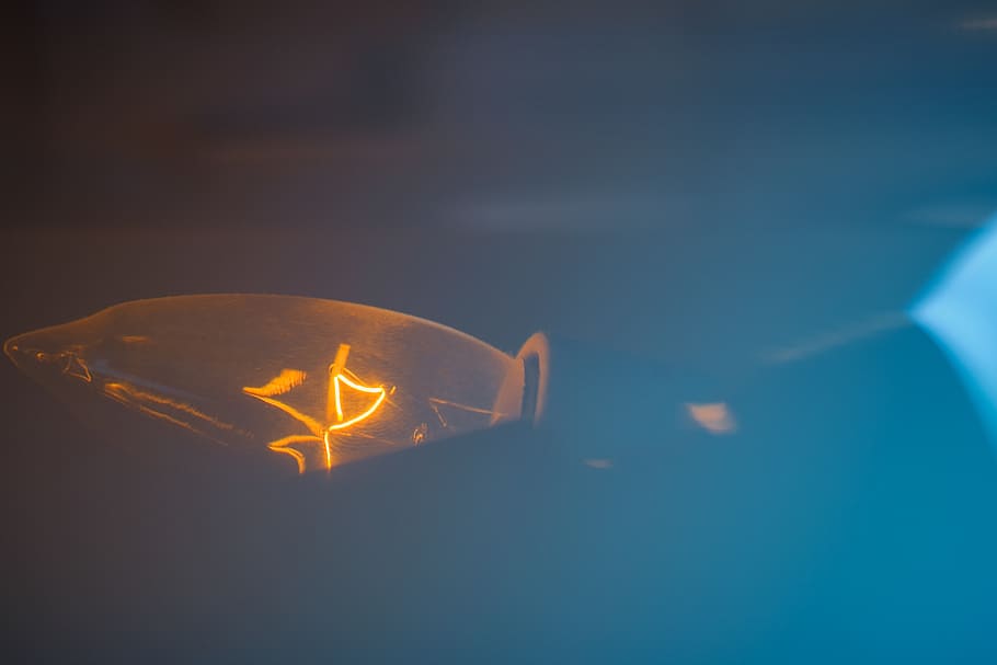light bulb, lightbulb, yellow, blue, illuminated, no people HD wallpaper