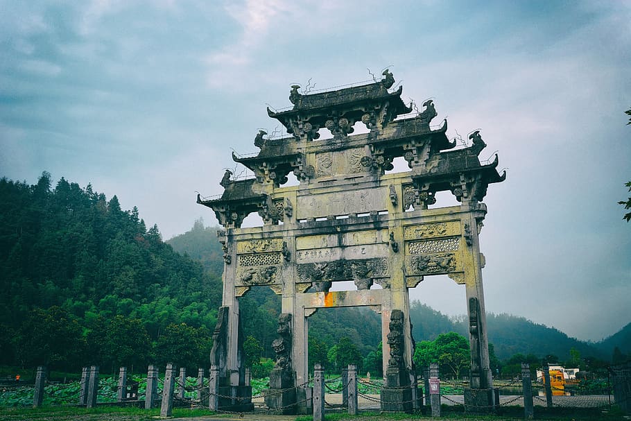 memorial arch, built structure, architecture, sky, cloud - sky HD wallpaper