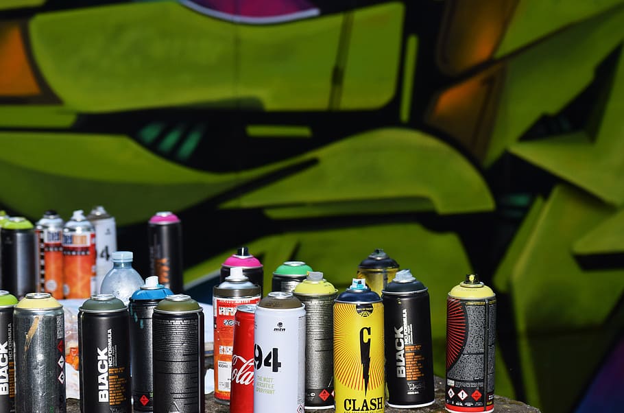 assorted-color spray paint bottle lot, container, no people, variation HD wallpaper