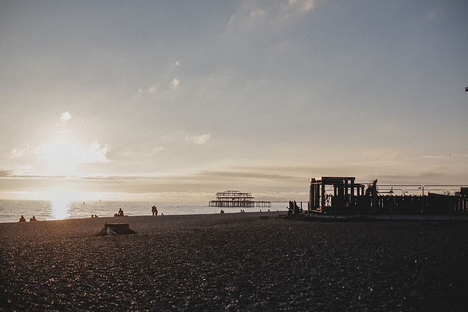 united kingdom, brighton, water, beach, sky, land, sea, nature HD wallpaper