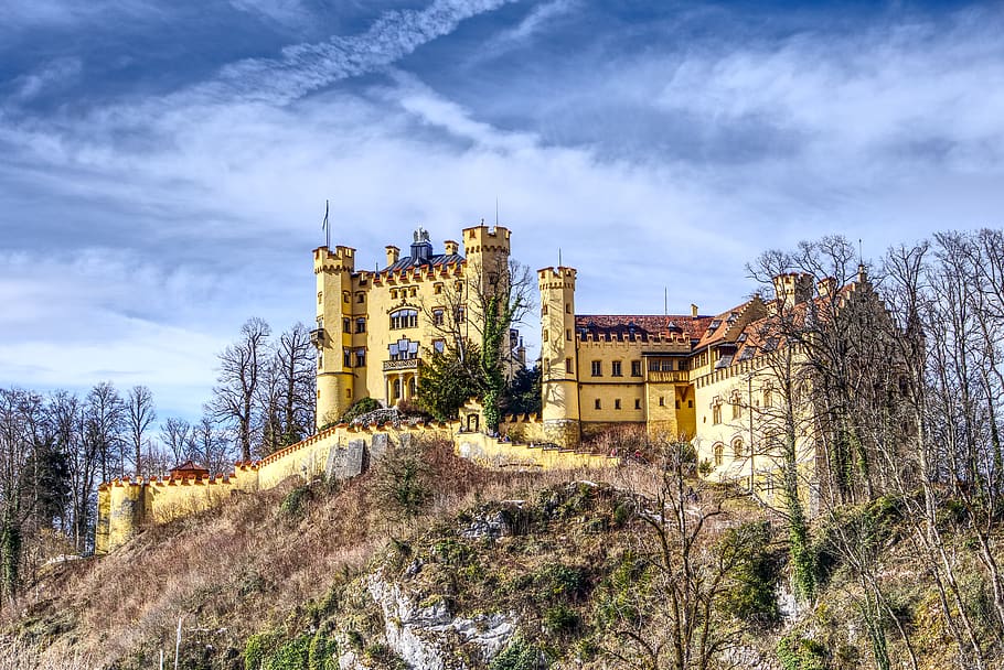 hohenschwangau, castle, füssen, bavaria, germany, baroque, HD wallpaper