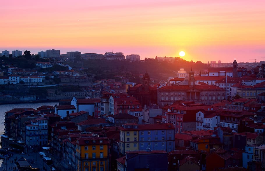 Sunset - Porto - Old Town - Ribeira - Northern Portugal, city, HD wallpaper