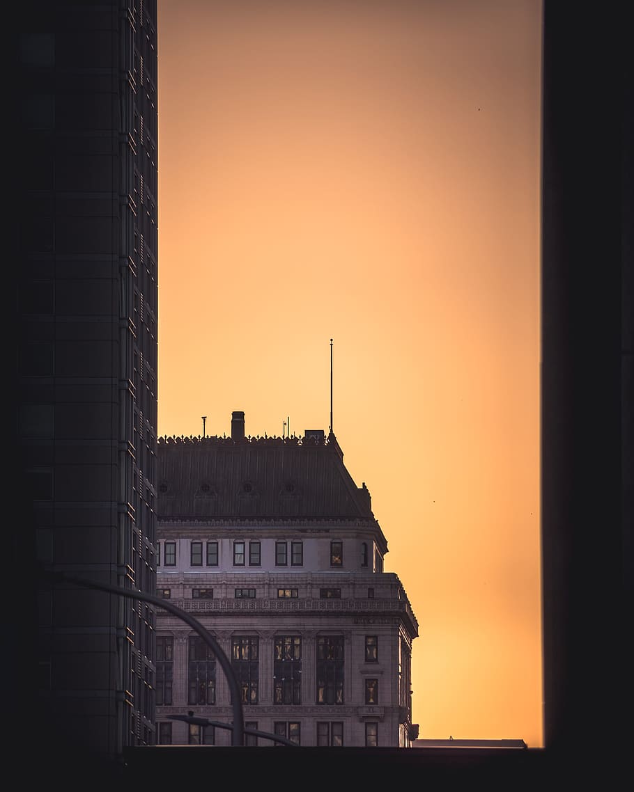 long exposure photography of white and black concrete building during golden hour HD wallpaper