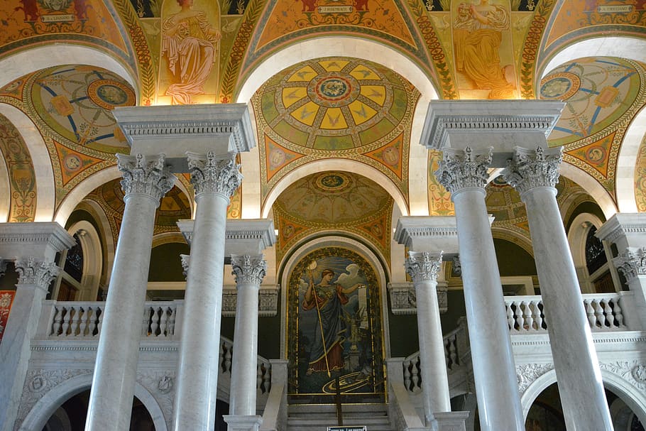 washington, library, architecture, dc, interior, building, built structure HD wallpaper