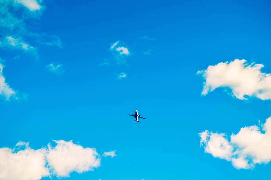 HD wallpaper: clouds, minimal, plane, airplane, aqua, blue, white ...