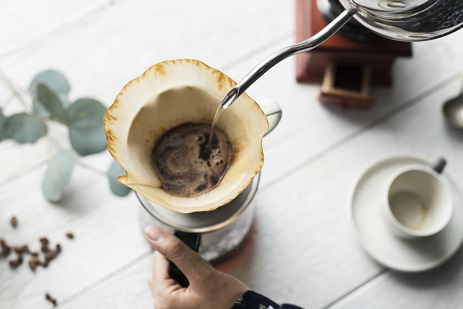 Person Brewing Coffee, aroma, aromatic, background, beans, beverage HD wallpaper