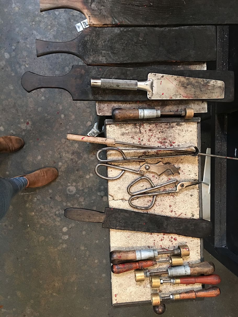 assorted tools on bench, human body part, one person, metal, real people HD wallpaper