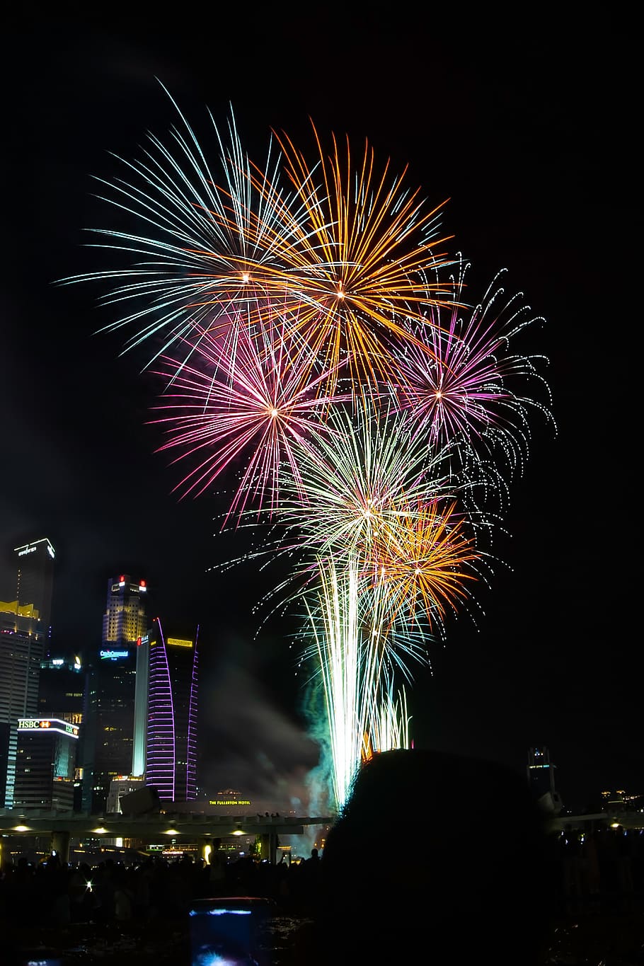 fireworks at night-time, nature, outdoors, person, human, marina bay sands singapore HD wallpaper