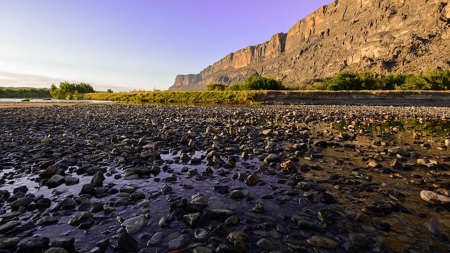 landscape, river, scenic, cliffs, rock, water, rock - object HD wallpaper