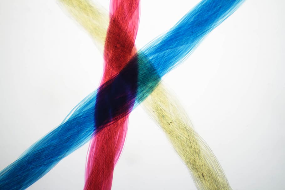 Microscope view of silk fibre, texture, string, colored, blue HD wallpaper