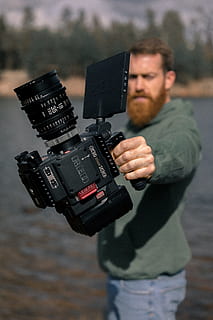 person holding professional video camera, red, videography, cinema camera HD wallpaper