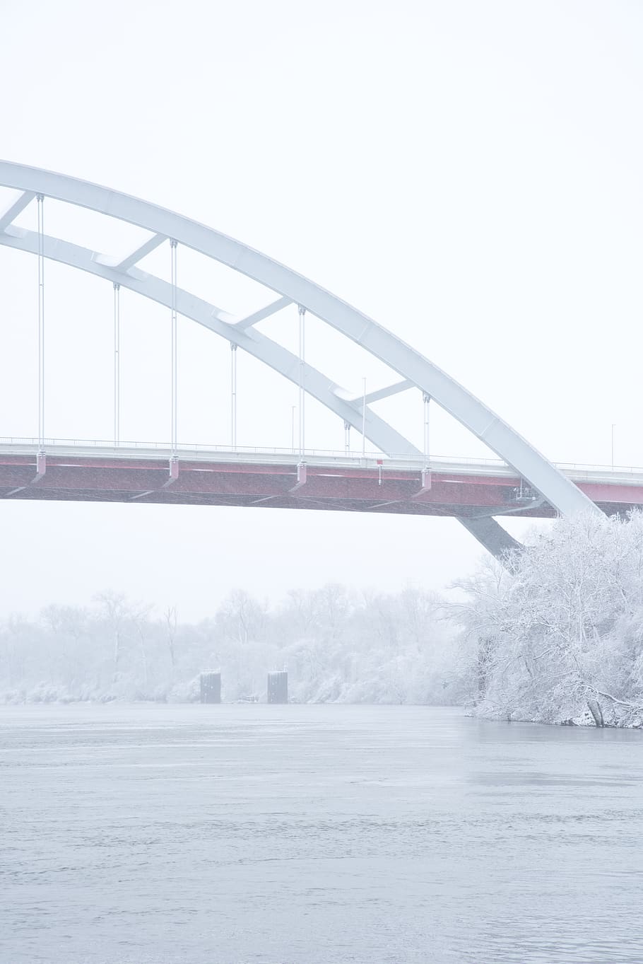 white, winter, snow, ice, bridge, bridge - man made structure HD wallpaper