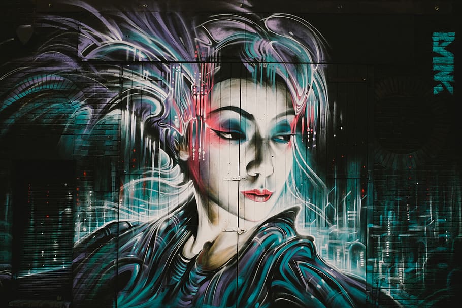 murale painting, headshot, one person, portrait, beauty, women HD wallpaper