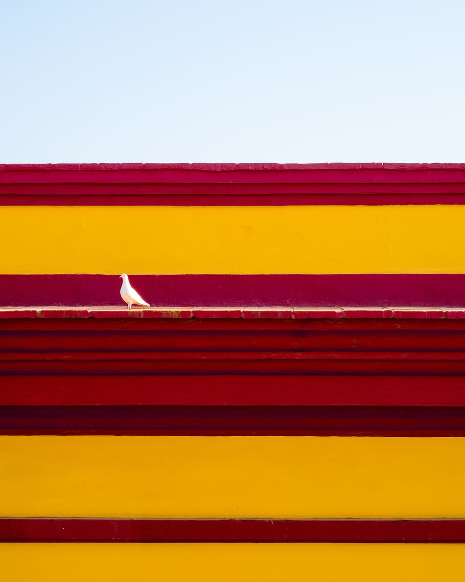 striped, sky, maroon, blue, orange, minimalism, minimalist HD wallpaper