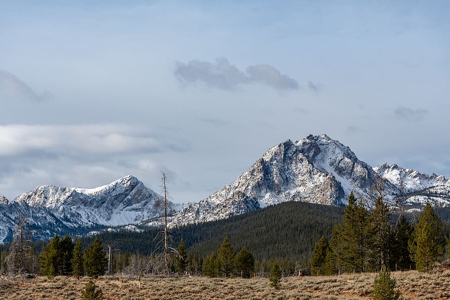 White Mountains Under White and Gray Sky, altitude, clouds, cold HD wallpaper