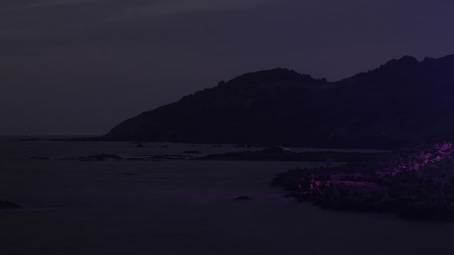 night, lowlight, landscape, nightscape, sky, rock, nature, shore HD wallpaper
