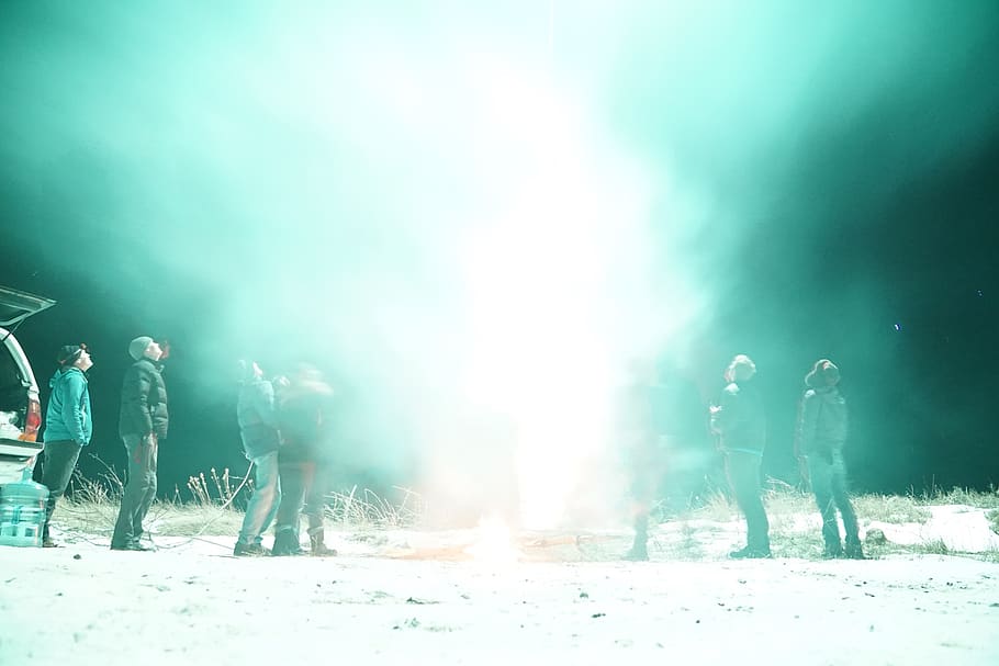 fireworks, explosion, long exposure, blue, new years, crazy HD wallpaper
