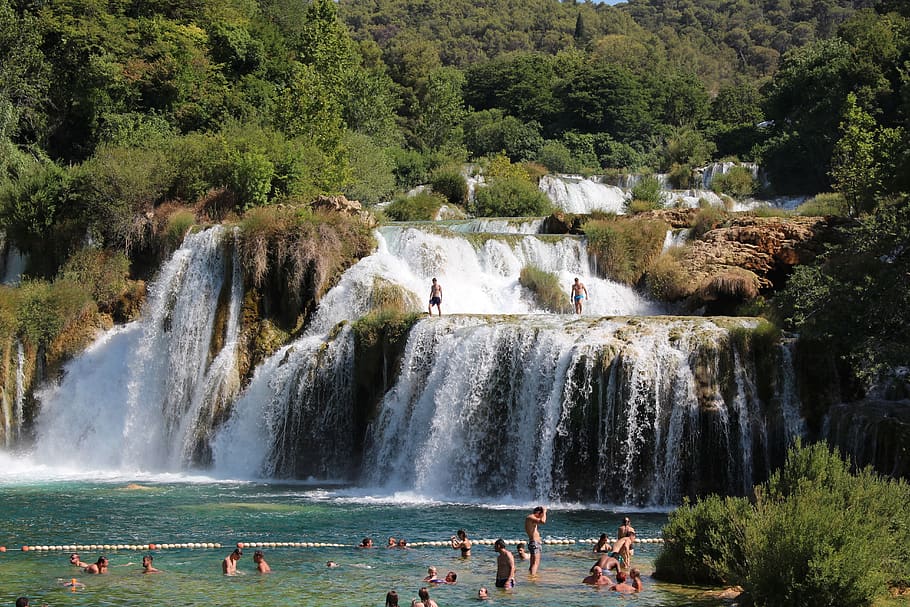 krka, water, croatia, nature, summer, landscape, waterfall