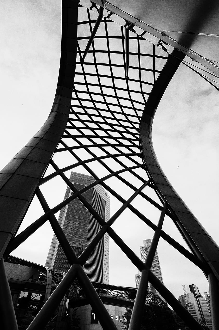 built structure, architecture, sky, cloud - sky, metal, low angle view HD wallpaper