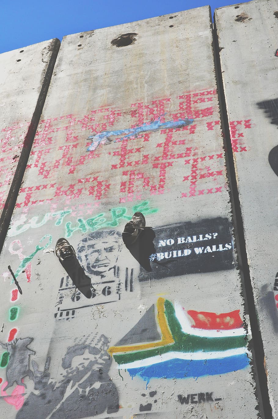 confetti painted concrete wall, palestina, text, asphalt, tarmac HD wallpaper