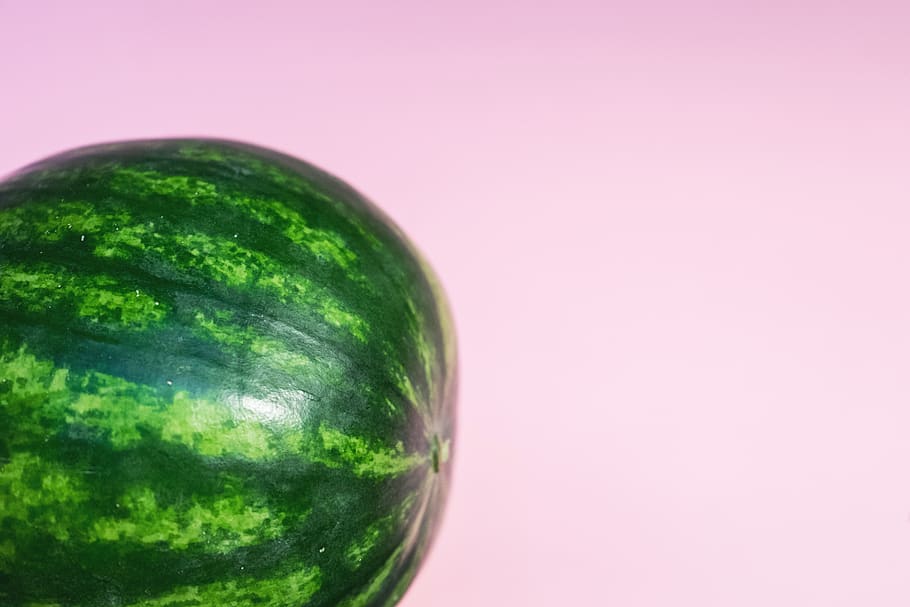 watermelon, fruit, food, green color, studio shot, colored background HD wallpaper