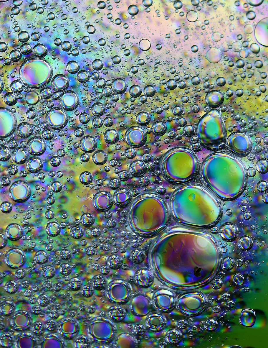 drops, macro, water, liquid, coloring, reflection, bubble, full frame HD wallpaper