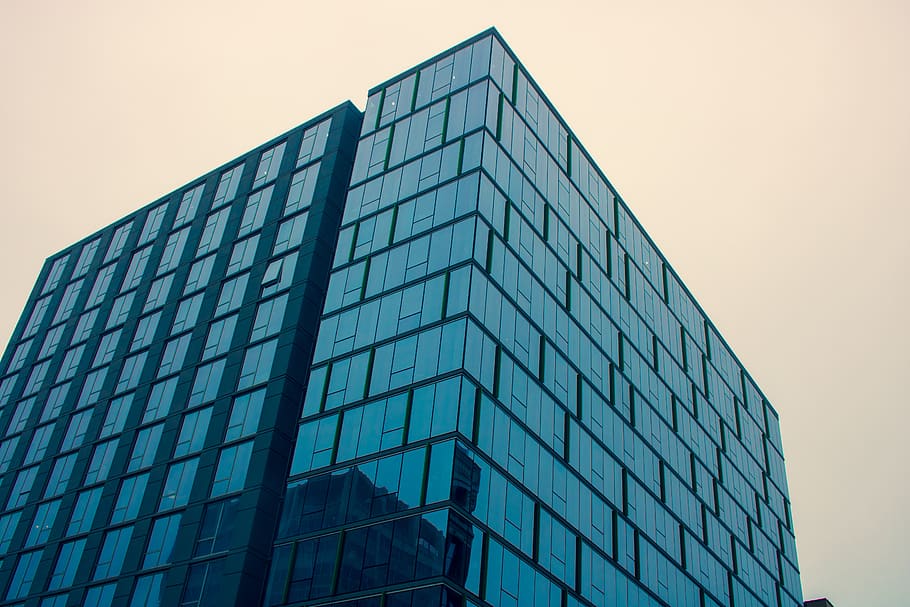 Low Angle Photography of Glass Building, architectural design HD wallpaper