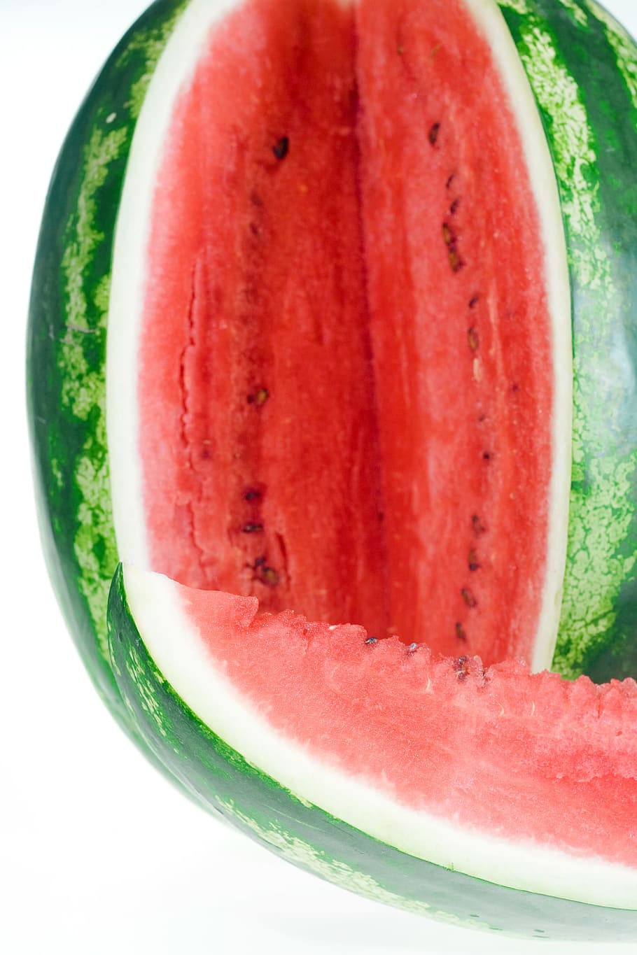 watermelon, slice, isolated, white, dietfood, red, healthyfood HD wallpaper