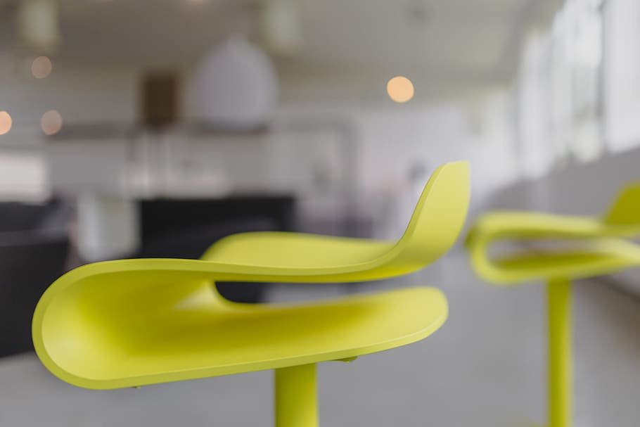 Tall yellow bar stool - Modern designer Bar chair, furniture, HD wallpaper