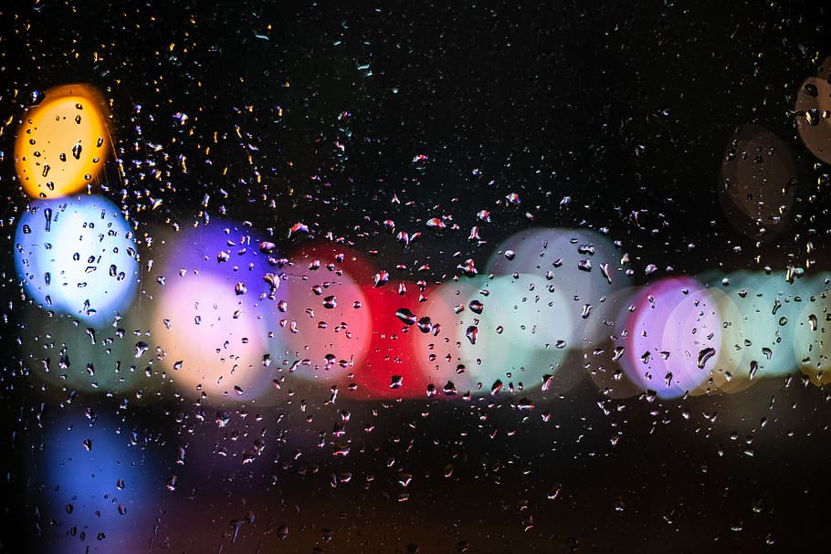 bokeh lights on window view, paper, confetti, bubble, art, droplet HD wallpaper