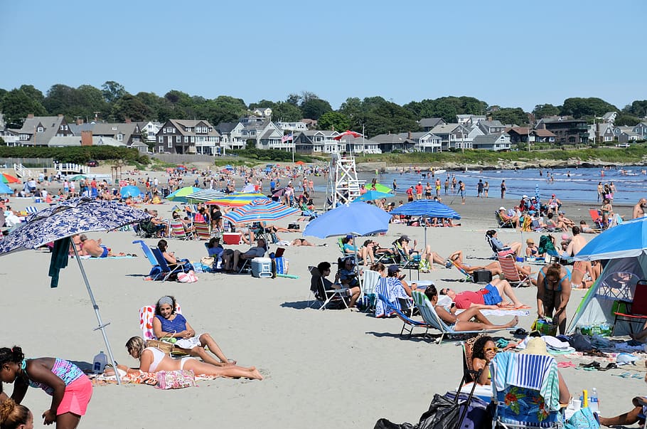 beach, group of people, crowd, real people, large group of people HD wallpaper